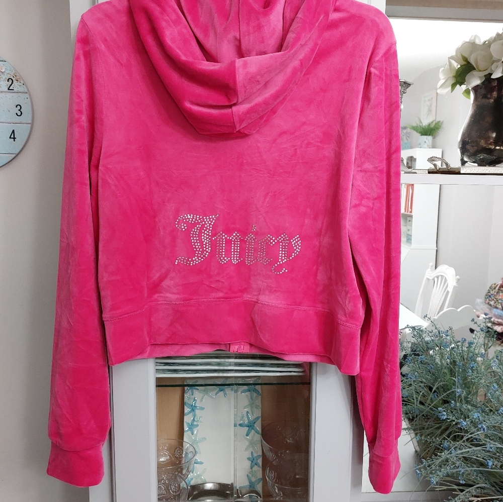 Juicy Couture Hot Pink Velour Zip Hoodie Jacket - Picture 3 of 3